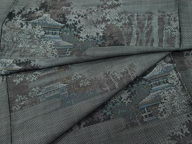 平和屋着物●本場大島紬　9マルキ　風景草木文　正絹　逸品　CAAT6944vf