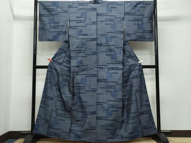 平和屋着物○本場大島紬 エ霞雪輪花文 正絹 逸品 CAAT6945vf