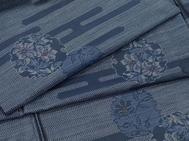 平和屋着物●本場大島紬　エ霞雪輪花文　正絹　逸品　CAAT6945vf