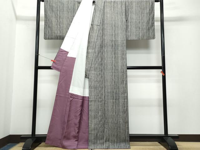 平和屋着物○上質な紬 変わり縞 正絹 逸品 CAAT6955vf 紬