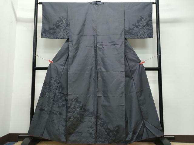 平和屋着物●本場大島紬　訪問着　9マルキ　花車文　正絹　逸品　CAAT6968vf