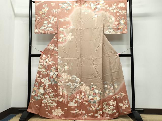 平和屋着物●訪問着　刺繍　松花文　暈し染め　正絹　逸品　CAAT6971vf