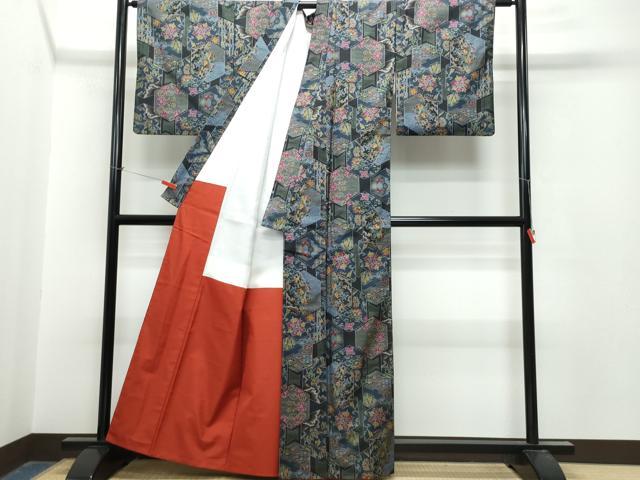 平和屋着物○本場大島紬 7マルキ 亀甲文 正絹 逸品 DAAT1446tw