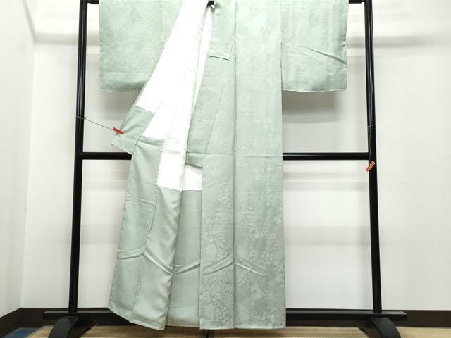 平和屋着物○上質な色無地 青白橡色 正絹 逸品 未使用 CAAU9862vf