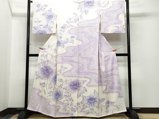 平和屋着物●訪問着　総絞り　牡丹　正絹　逸品　CAAT6978vf