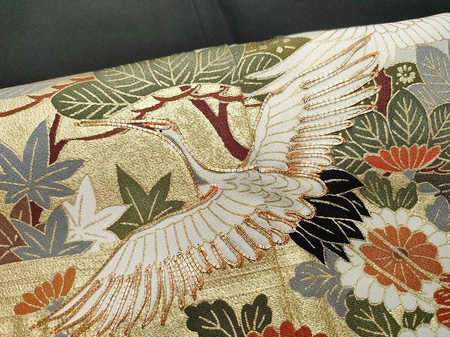 平和屋着物□豪華黒留袖 友禅 作家物 草花飛鶴屏風文 逸品