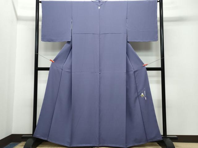 平和屋着物○本草木染作家 瑞宝 色無地 濃鼠色 正絹 逸品