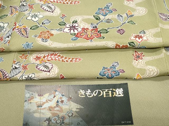 平和屋着物●上質な小紋　型染め　草花文　正絹　逸品　未使用　CAAT7003vf