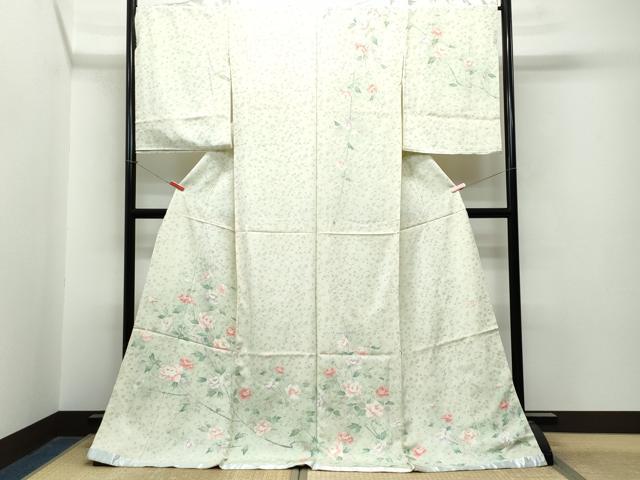 平和屋着物●名門　藤娘きぬたや　訪問着　枝花文　仮絵羽　正絹　逸品　未使用　CAAT7005vf