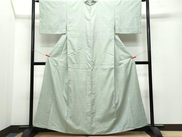 平和屋着物○本場結城紬 重要無形文化財 色無地 深川鼠色 正絹