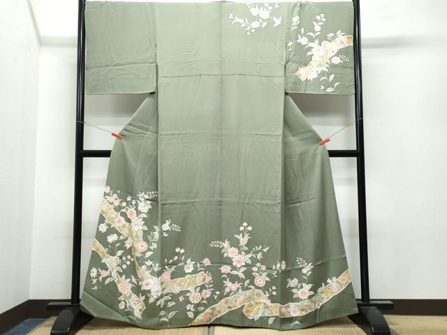 平和屋1■付下げ　反物　駒刺繍　雲重ね草花文　金彩　着尺　逸品　未使用　CAAA3376th 平和屋着物□豪華色留袖 刺繍 エ霞飛鶴花文 金彩 正絹 逸品 AAAZ9725gw