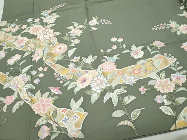 平和屋着物○本加賀友禅作家 押田正義 訪問着 草花文 正絹 逸品