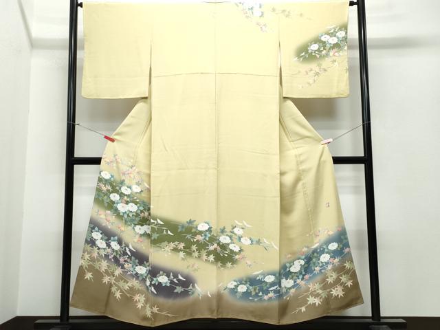 平和屋着物●訪問着　友禅　作家物　草花文　暈し染め　正絹　逸品　CAAT7037vf