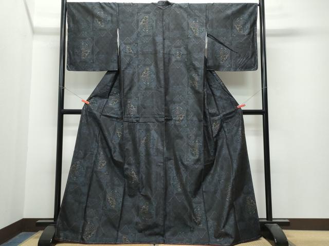 平和屋着物○本場大島紬 亀甲草花文 正絹 逸品 DAAV1325tw