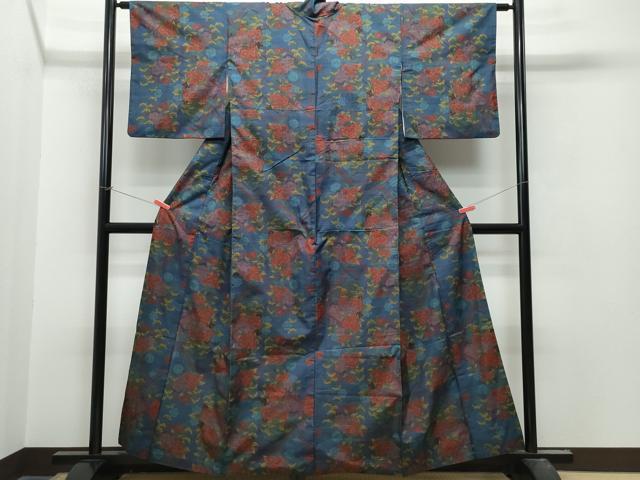 平和屋着物●本場大島紬　7マルキ　風景草花文　正絹　逸品　CAAT7079vf 平和屋着物○本場大島紬 7マルキ 風景草花文 正絹 逸品 CAAT7079vf
