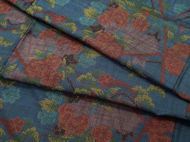 平和屋着物●本場大島紬　7マルキ　風景草花文　正絹　逸品　CAAT7079vf