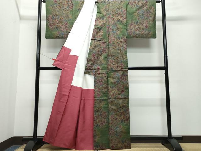 平和屋着物●本場大島紬　7マルキ　草葉文　正絹　逸品　DAAR4370tw 平和屋着物○本場大島紬 7マルキ 草葉文 正絹 逸品 DAAR4370tw 平和屋着物