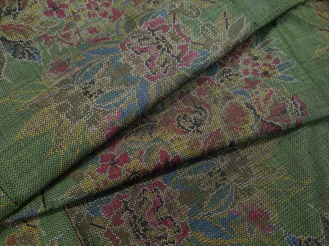 平和屋着物●本場大島紬　7マルキ　草花文　正絹　逸品　CAAT7084vf