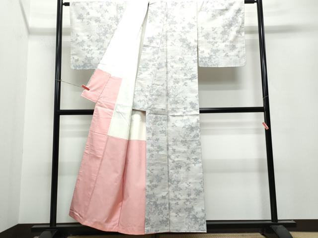 平和屋着物○上質な紬 雪輪枝花文 正絹 逸品 CAAT7157vf