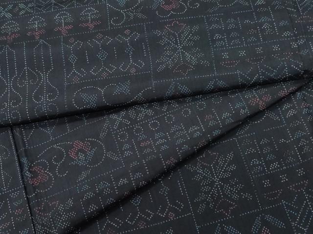 平和屋着物●本場大島紬　吉祥花唐草文　正絹　逸品　CAAT7162vf