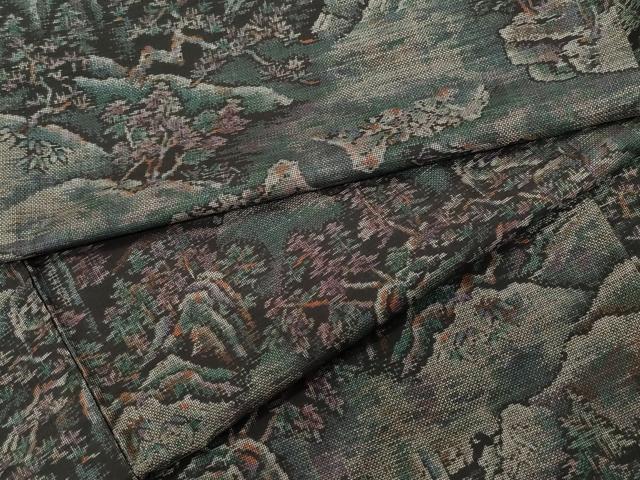 平和屋着物●本場大島紬　9マルキ　陶器草木文　正絹　逸品　CAAT7182vf