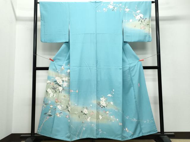 平和屋着物●訪問着　友禅　作家物　枝花文　暈し染め　正絹　逸品　CAAT7192vf