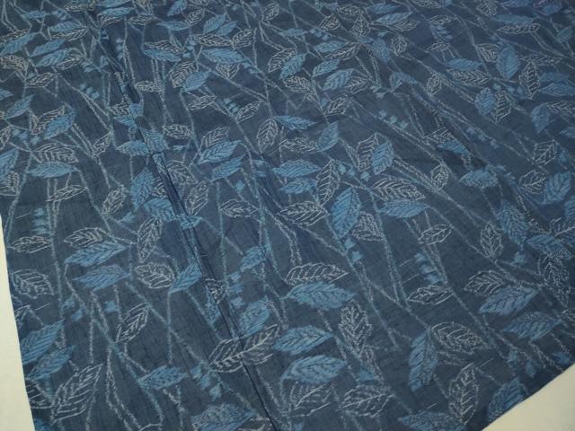 平和屋着物＊夏物　小千谷ちぢみ　枝葉文　麻　逸品　未使用　CAAT7384vp_3