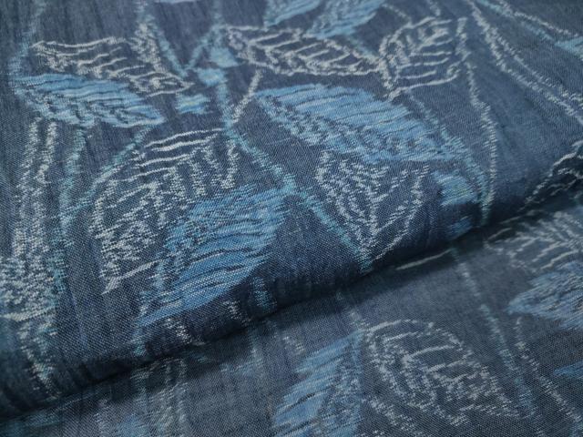 平和屋着物＊夏物　小千谷ちぢみ　枝葉文　麻　逸品　未使用　CAAT7384vp_4