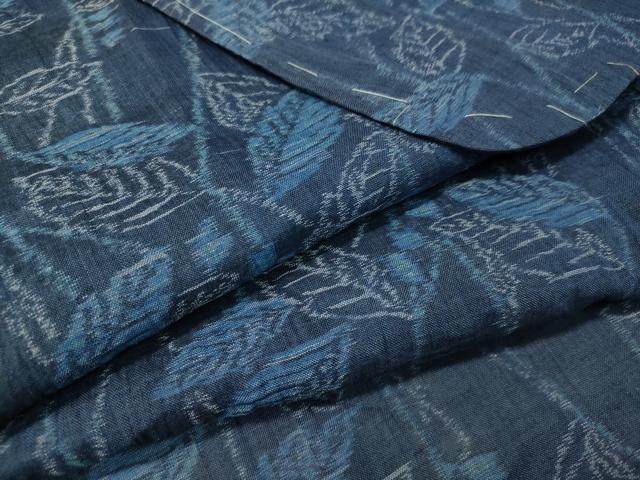 平和屋着物＊夏物　小千谷ちぢみ　枝葉文　麻　逸品　未使用　CAAT7384vp