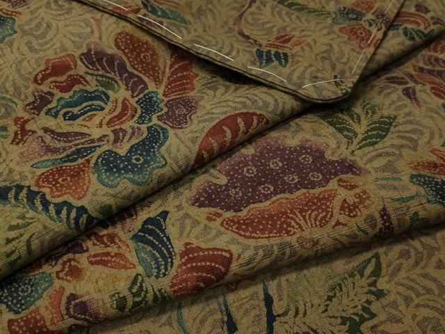 平和屋着物●上質な小紋　紬地　型染め　更紗唐草文　正絹　逸品　未使用　CAAT7555vp