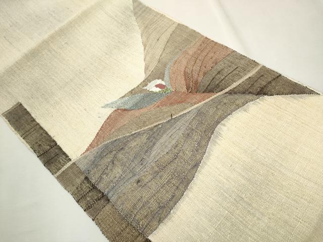 平和屋着物●八寸名古屋帯　紬地　草花文　金糸　正絹　逸品　CAAT8016hy 平和屋着物○八寸名古屋帯 紬地 草花文 金糸 正絹 逸品 CAAT8016hy