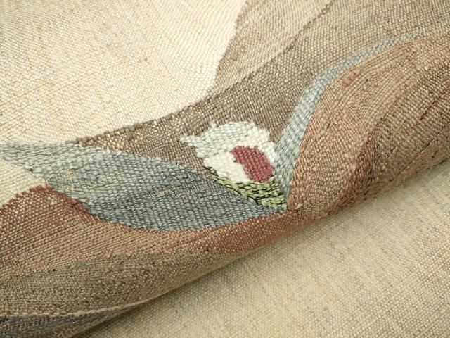 平和屋着物○八寸名古屋帯 紬地 草花文 金糸 正絹 逸品 CAAT8016hy