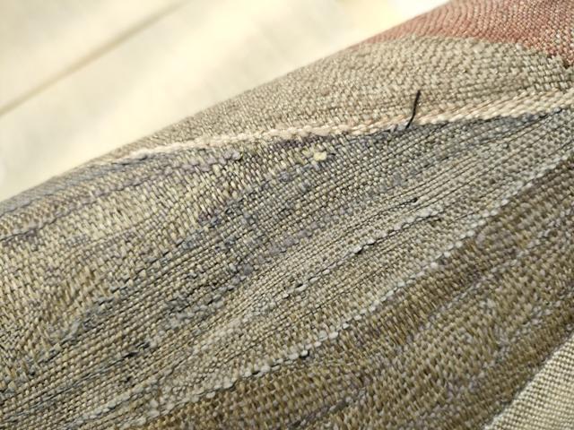 平和屋着物○八寸名古屋帯 紬地 草花文 金糸 正絹 逸品 CAAT8016hy