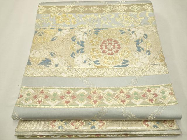 平和屋着物●西陣　川島織物　六通柄　本袋帯　横段花文　金糸　正絹　逸品　CAAT8032hy