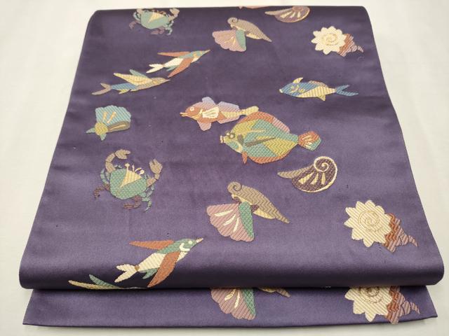 【名古屋帯】鞠に折鶴模様 銀彩 金彩 刺繍 アンティーク 古典　箔　毬　組紐 名古屋帯】鞠に折鶴模様 銀彩 金彩 刺繍 アンティーク 古典 箔