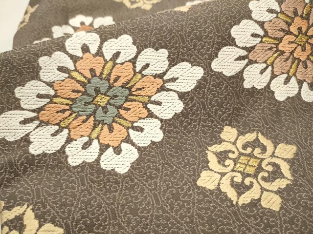平和屋着物○九寸名古屋帯 唐織 花菱文 金糸 正絹 逸品 CAAT8041hy