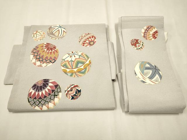 平和屋着物●つけ帯　花毬文　金彩　鬼しぼ縮緬　正絹　逸品　CAAT8043hy