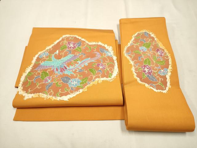 平和屋着物●塩瀬　つけ帯　鳳凰花唐草文　銀糸　正絹　逸品　CAAT8044hy