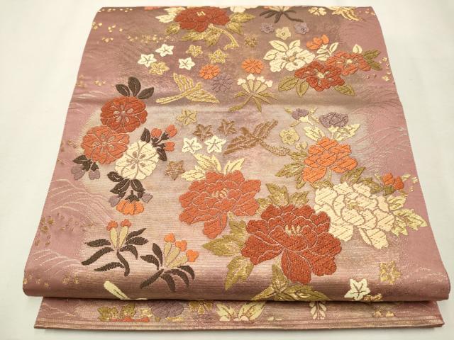 平和屋着物●六通柄袋帯　唐織　献上春秋文　金糸　引箔　正絹　逸品　CAAT8051hy