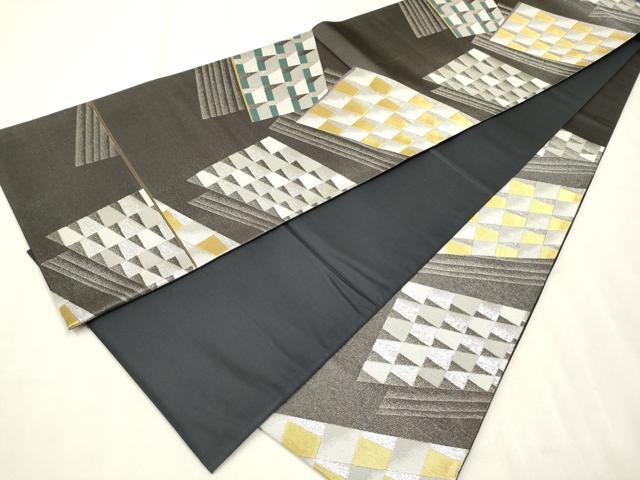 平和屋着物○六通柄袋帯 幾何学文様 金銀糸 正絹 逸品 CAAT8056hy