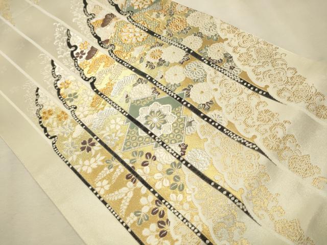 平和屋着物○六通柄袋帯 雪輪松菊蒔絵文 金銀糸 正絹