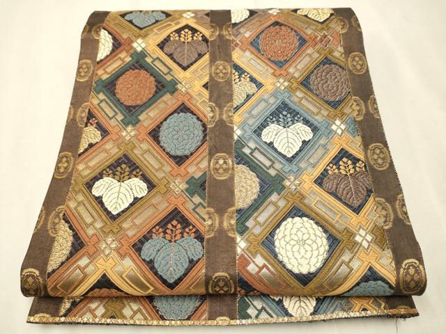 平和屋着物●六通柄袋帯　唐織　草花文　金糸　正絹　逸品　CAAT8065hy