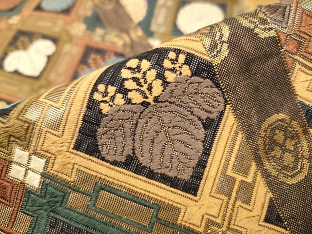 平和屋着物○六通柄袋帯 唐織 草花文 金糸 正絹 逸品 CAAT8065hy