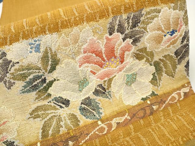 平和屋着物○八寸名古屋帯 紬地 草花文 正絹 逸品 CAAT8079hy