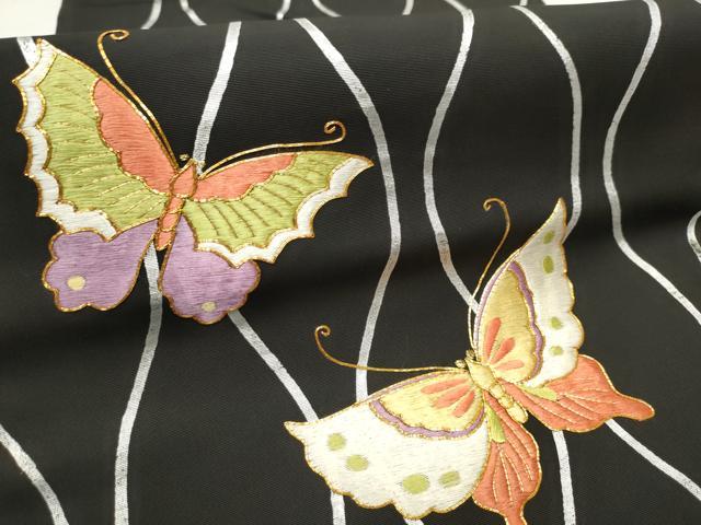 平和屋着物○塩瀬 九寸名古屋帯 総刺繍 駒刺繍 縦枠舞