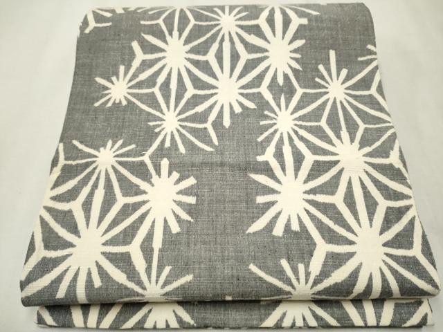 平和屋着物●全通柄袋帯　紬地　変わり麻の葉文様　正絹　逸品　CAAT8133hy