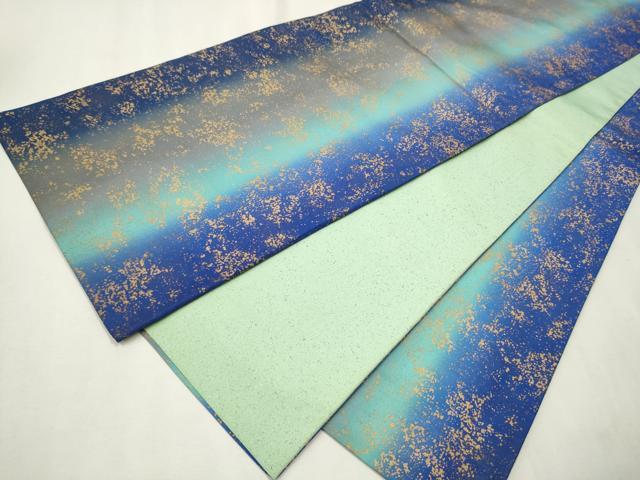 平和屋着物●全通柄袋帯　紬地　霞文　金彩　正絹　逸品　CAAT8134hy
