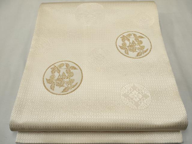 平和屋着物●六通柄袋帯　草花丸文　金糸　正絹　逸品　CAAT8140hy