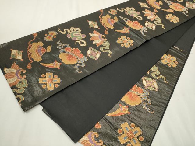 平和屋着物●ファッションデザイナー 花井幸子　六通柄袋帯　雪輪松文　金糸　やまと誂製　正絹　逸品　CAAW4569hy 平和屋着物○ファッションデザイナー 花井幸子 六通柄袋帯 雪輪松文