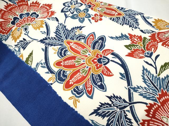 正絹 縮緬 染め名古屋帯 更紗 平和屋着物○全通柄 九寸名古屋帯 型染め 更紗花文